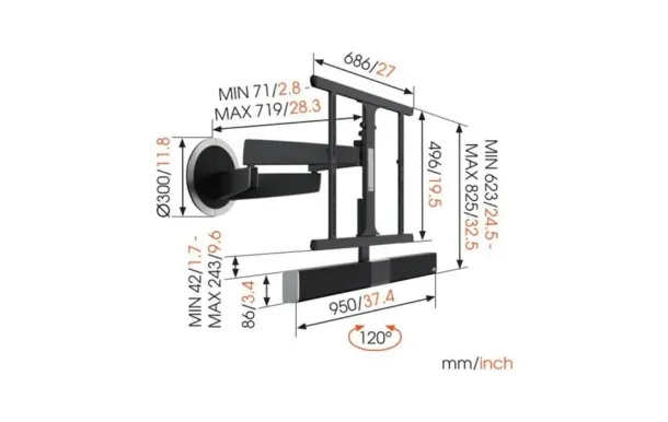 VOGEL'S Support mural inclin NEXT8365